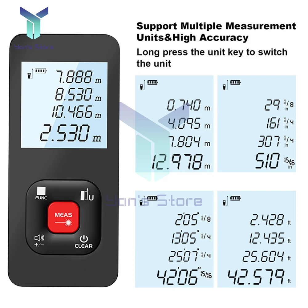 Mini cyfrowy dalmierz laserowy Precyzyjny miernik odległości Narzędzie dalmierz z laserową taśmą miernik do budynku 50M/100M