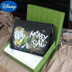 Miniso Disney Money Bag Donald Duck Handbag pochette uomo e donna in morbida pelle vera personalità Clip Bag 2024 nuovo