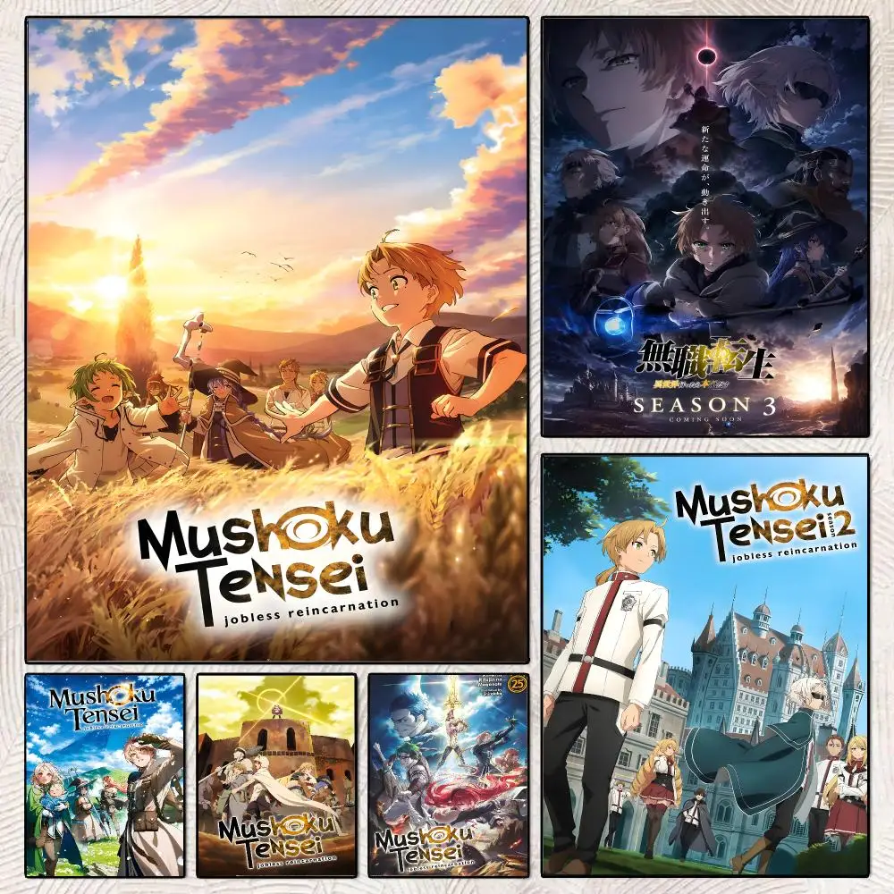 Anime M-Mushoku Tensei Jobless Reincarnation Poster Decorative Wall Art Stickers Mural For Home Living Room Hallway Decor Gift