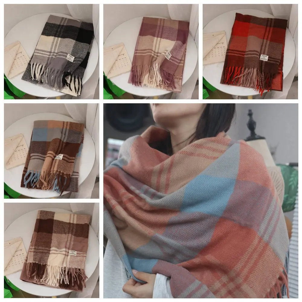 Mode coupe-vent Plaid laine écharpe épaissir garder au chaud hiver cachemire écharpe Style coréen Long Tessel hommes écharpe hommes