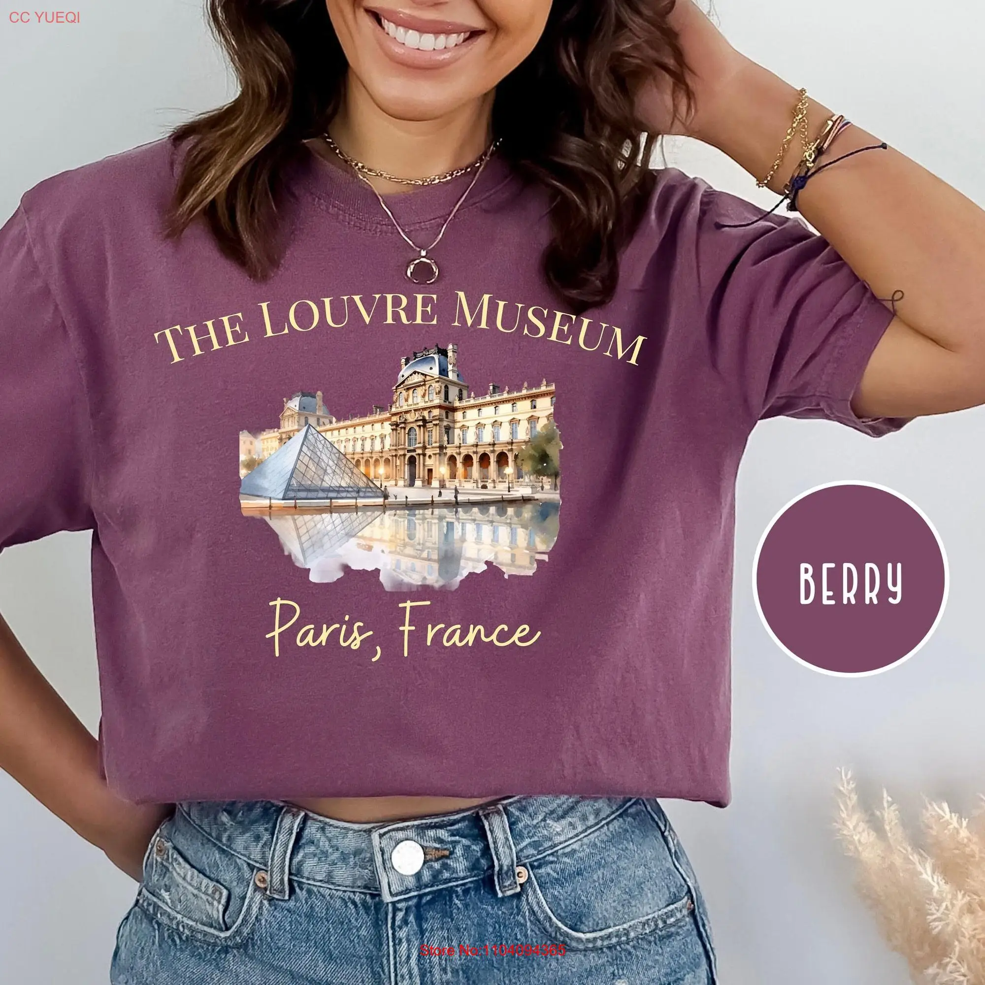 The Louvre Museum Comfort Colors T Shirt Paris France Vacation long or short sleeves