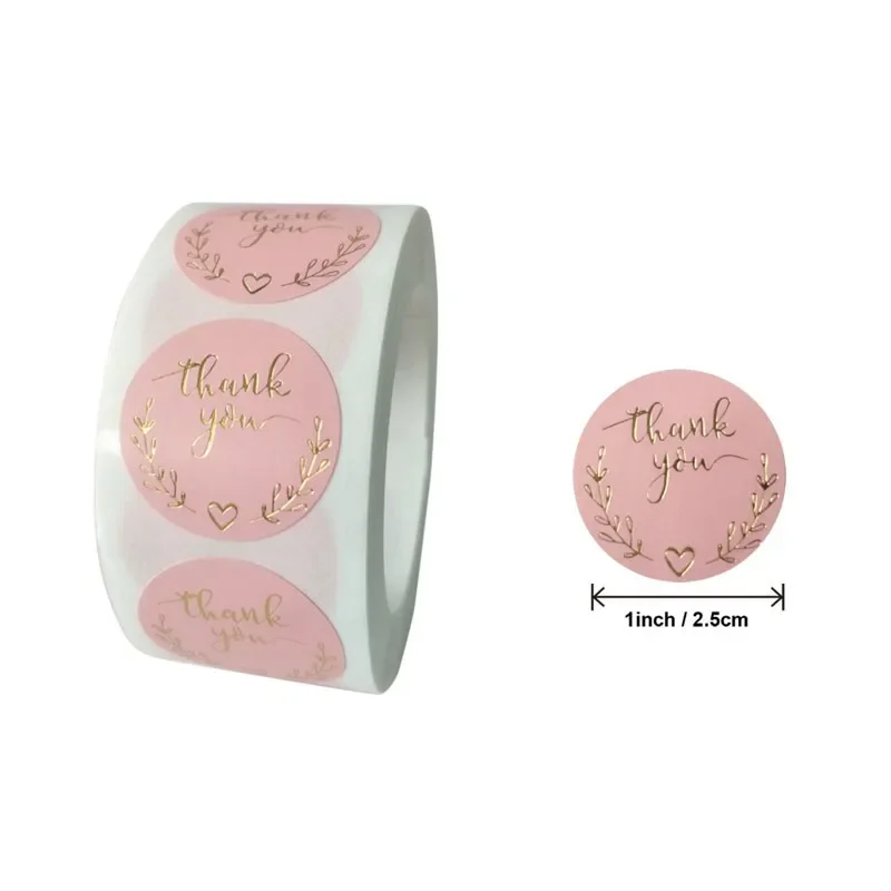 

500PCS/Lot Pink gloss Label Foil Thank You Stickers Taste Business Order Home Thank you Sticker Wedding Envelope Seals