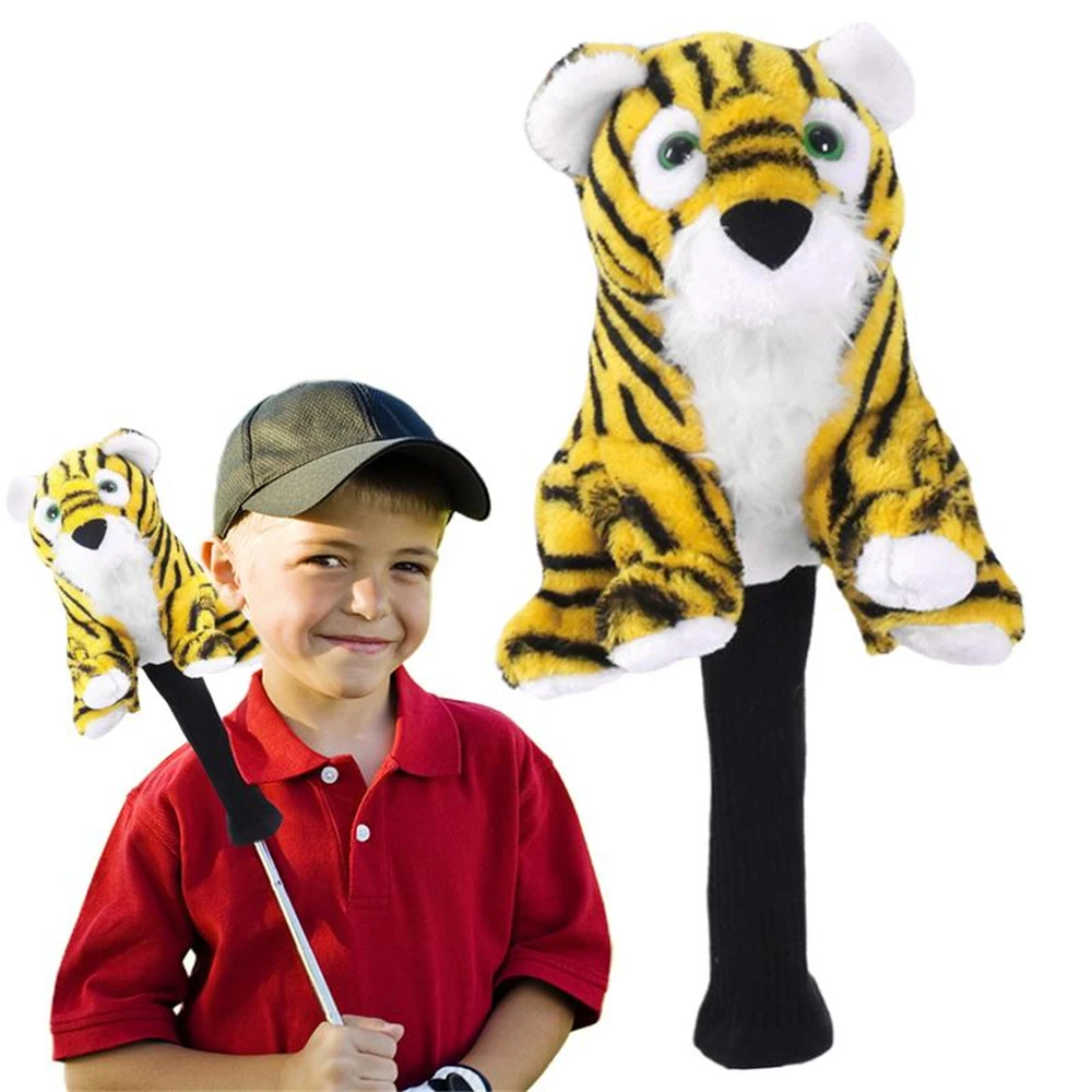 Golf Wood Club Head Cover, Cartoon Animal, Tiger Shape, Plush Material, Easy to Disassemble, Suitable for No.1 Driver Wood