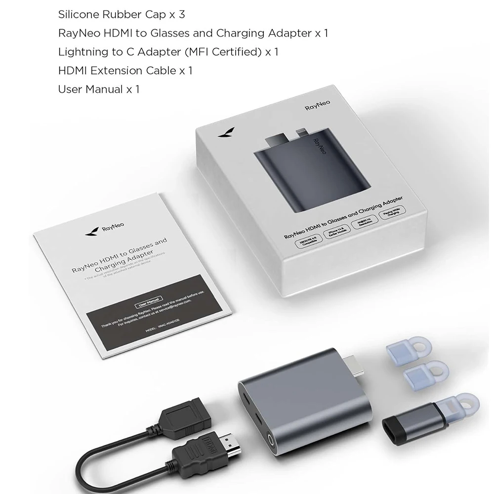 RayNeo HDMI Adapter With Lightning Port Devices Built-in Battery