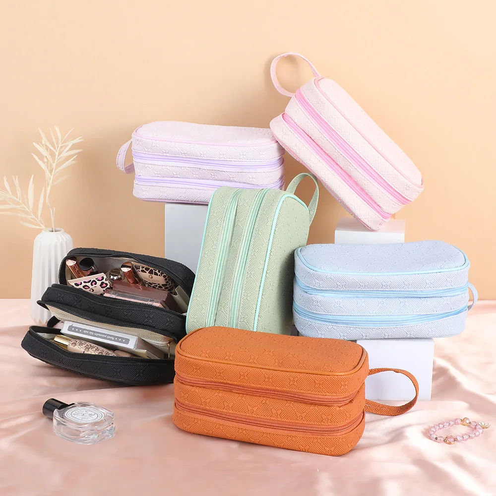 New Pu Cosmetic Bag Large Capacity Portable Multi-functional Portable Cosmetics Travel Storage Bag Waterproof Makeup Bag