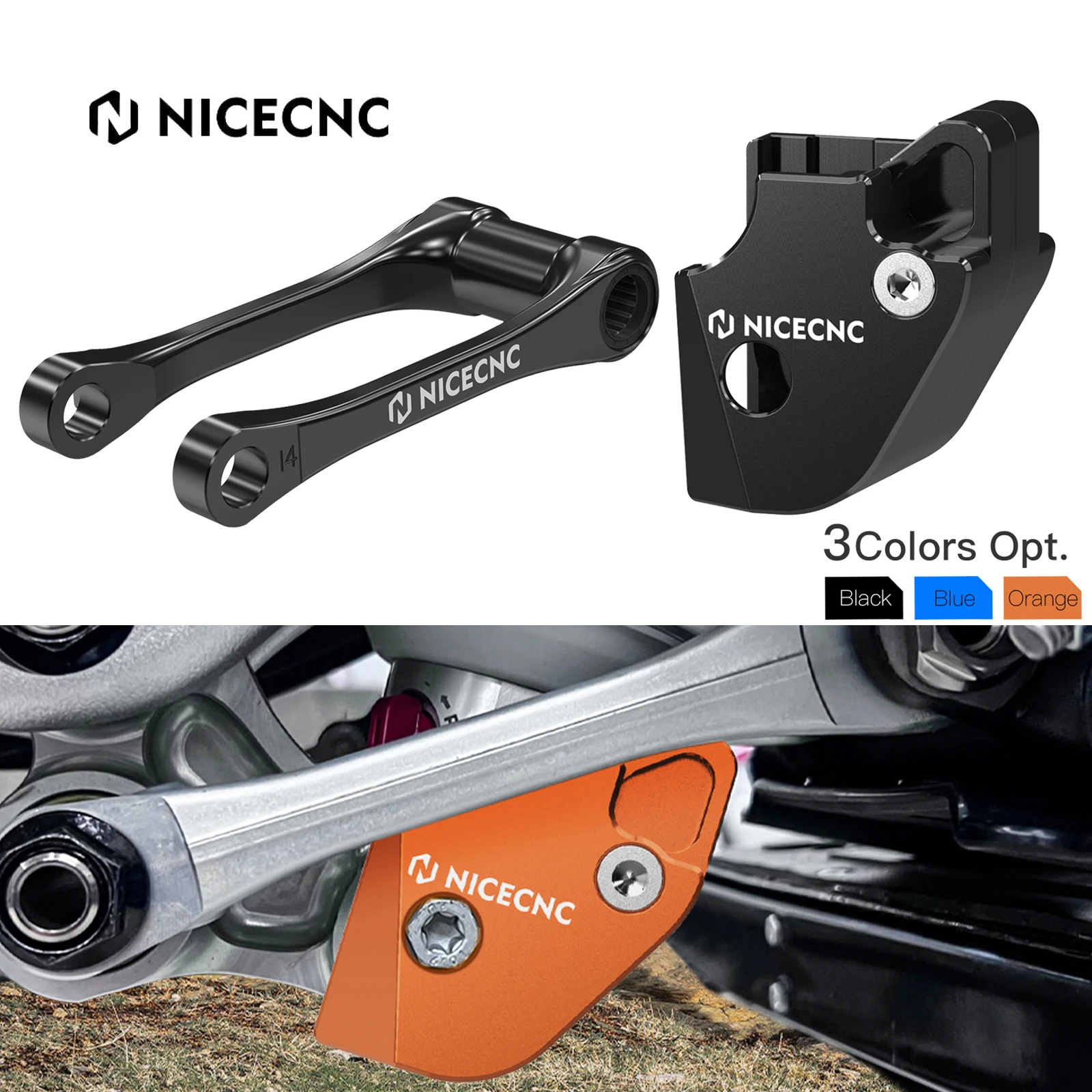 

NiceCNC For KTM 2023-2024 XC300 XC XCF SX SXF 125 250 300 350 400 450 500 1.5″ Lowering Link Kit & Shock Absorber Linkage Guard