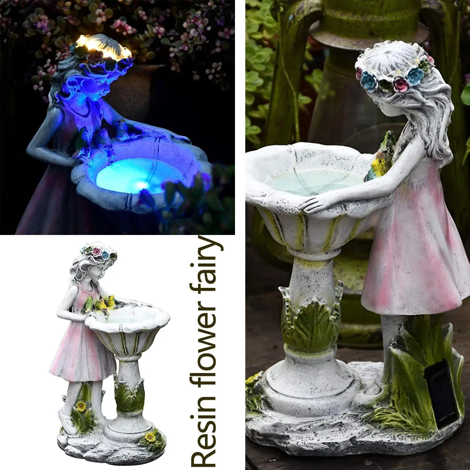 花の妖精ソーラーライト、庭の屋外装飾エンジェル像風景ランプ