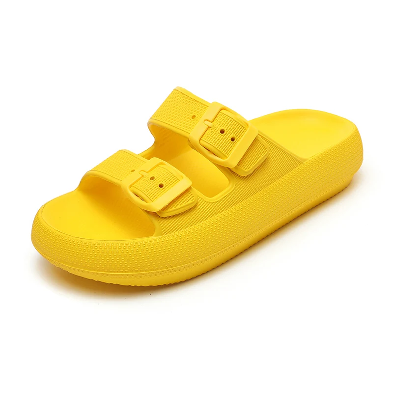 Summer EVA Slippers Women Cloud Thick Platform Outdoor Soft Beach Sandals Women Slides 2024 Korean Trend Design Yellow Pink