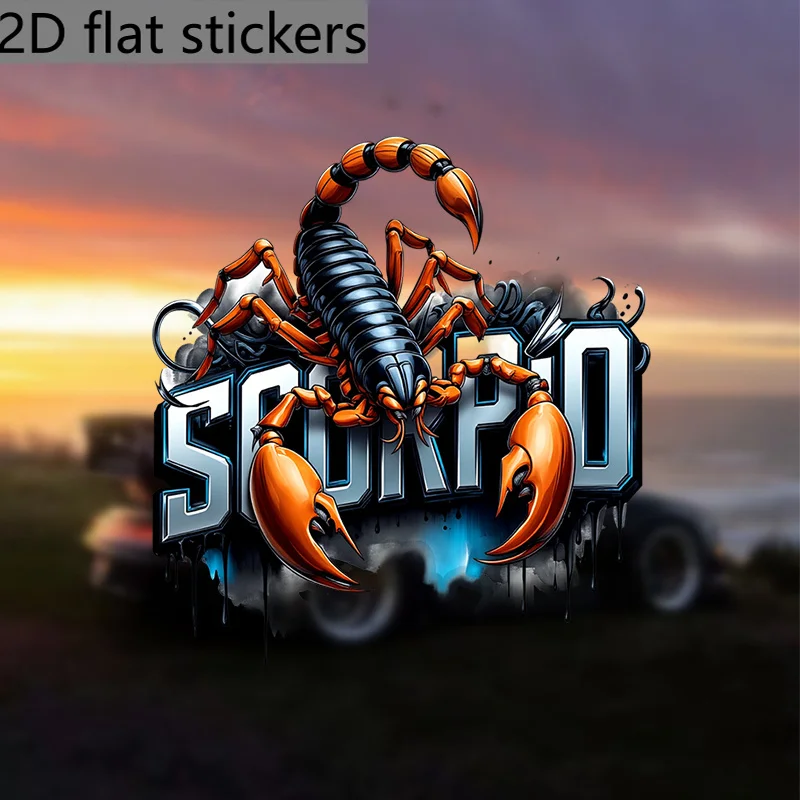 Flat 2D Stickers Made of PVC Showcasing a Vibrant Scorpion Motif, Great for Vehicles, Laptops And Walls - Adhesive And Meant use
