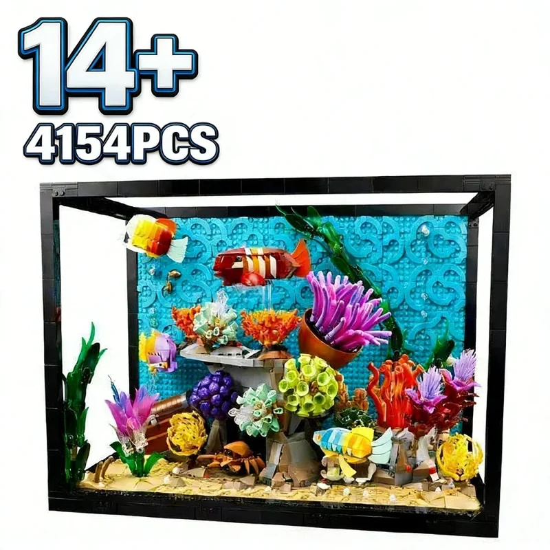 NEW 2026 Tropical Aquarium Fish Tank room decoration 10366 Ocean Animal 4154Pcs Assemble Holiday Gift  Children Educational