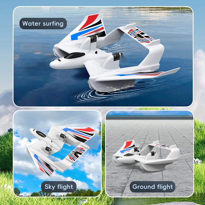 Amphibious Waterproof Gyro Stabilized RC Plane Boat EPP Foam Water Land Flying Airplane Fixed Wing Aircraft Toys Gift for Boys