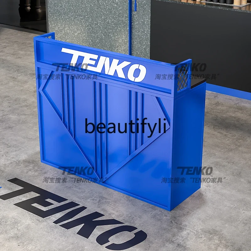 Lada barowa w stylu industrialnym, biurko kasjera, mała, vintage, do siłowni, do kawiarni z herbatą mleczną, do restauracji BBQ, kreatywna lada recepcyjna