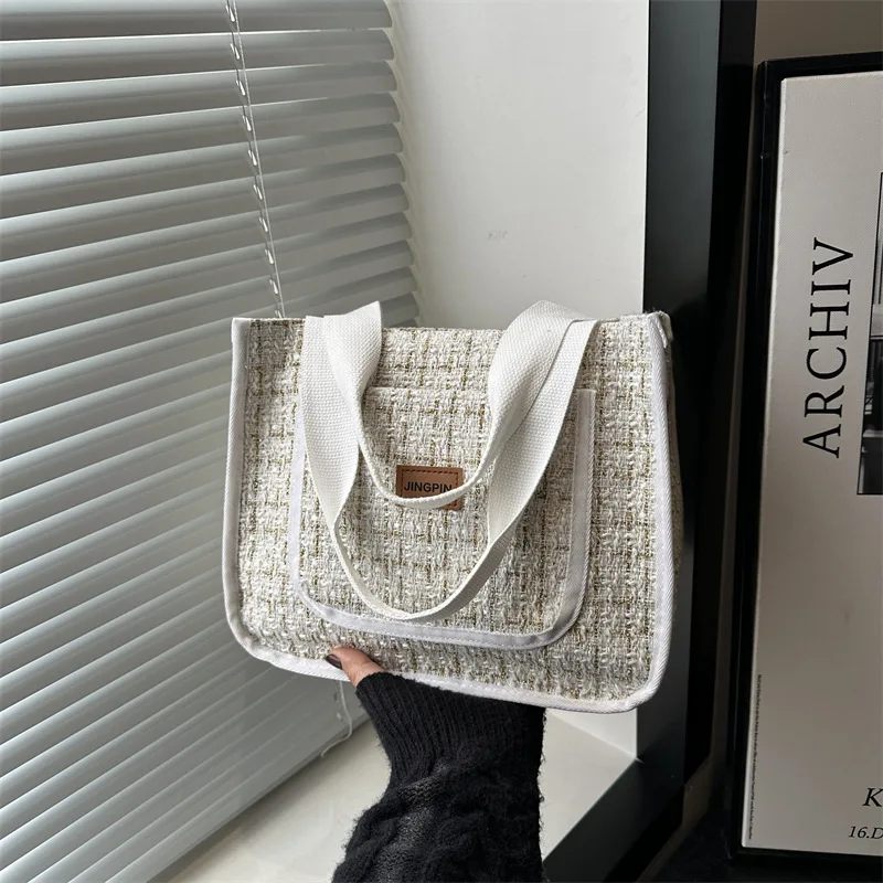 

2025 Winter Plaid Tote Bag for Women Large Capacity Bucket Shoulder Bag Casual Crossbody Purse Lazy Style Handbag