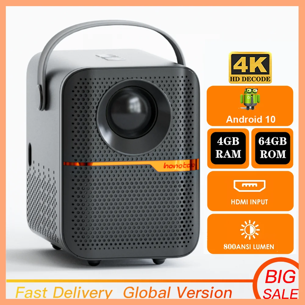 P10 Global mini proiettore Android 4K WIFI Bluetooth 64GB Android 10 messa a fuoco elettrica 1080P Home Cinema proiettore portatile all'aperto