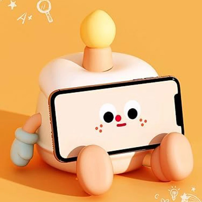 Adorable Rechargeable LED Night Lamp For Kids Bedrooms Soft Silicone Touch Lamp With Warm Light Birthday Cake Design Durable