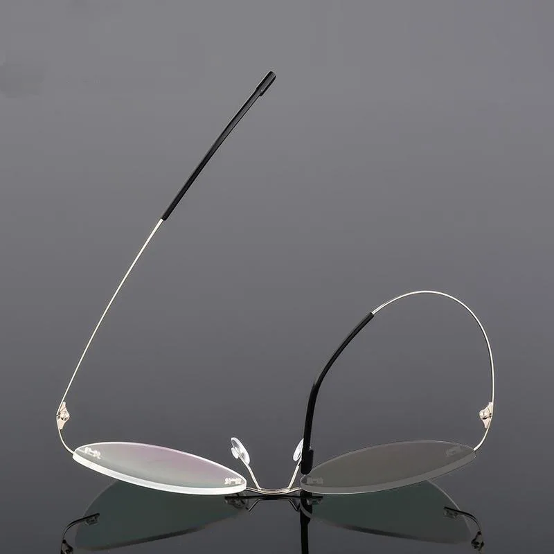 Randlose Memory Titan Legierung Photochrome Lesebrille Frauen Cat Eye Rezept Presbyopie Brillen Klare Verfärben Gläser – Detail 4