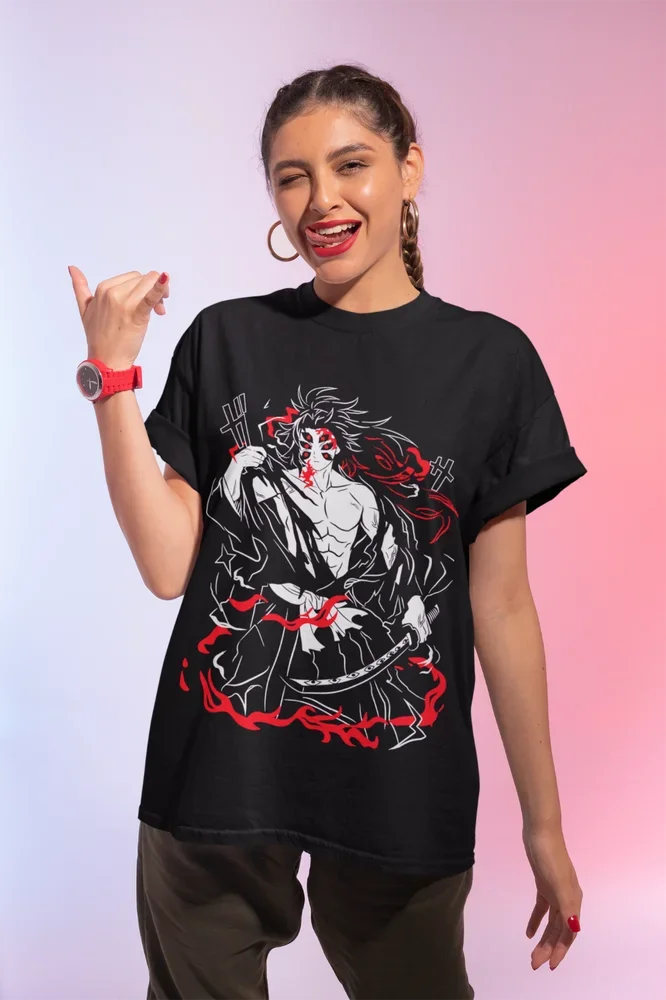 Kokushibo T-Shirt Demon Slayer Kimetsu No Yaiba Anime Manga Black Shirt Soft Tee