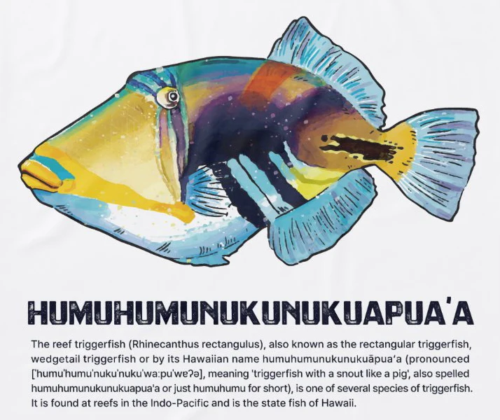 Hawaii Territory Fish Humuhumunukunukuapua'a Reef Triggerfish T-Shirt 100% Cotton O-Neck Short Sleeve Summer Casual Mens T-shirt