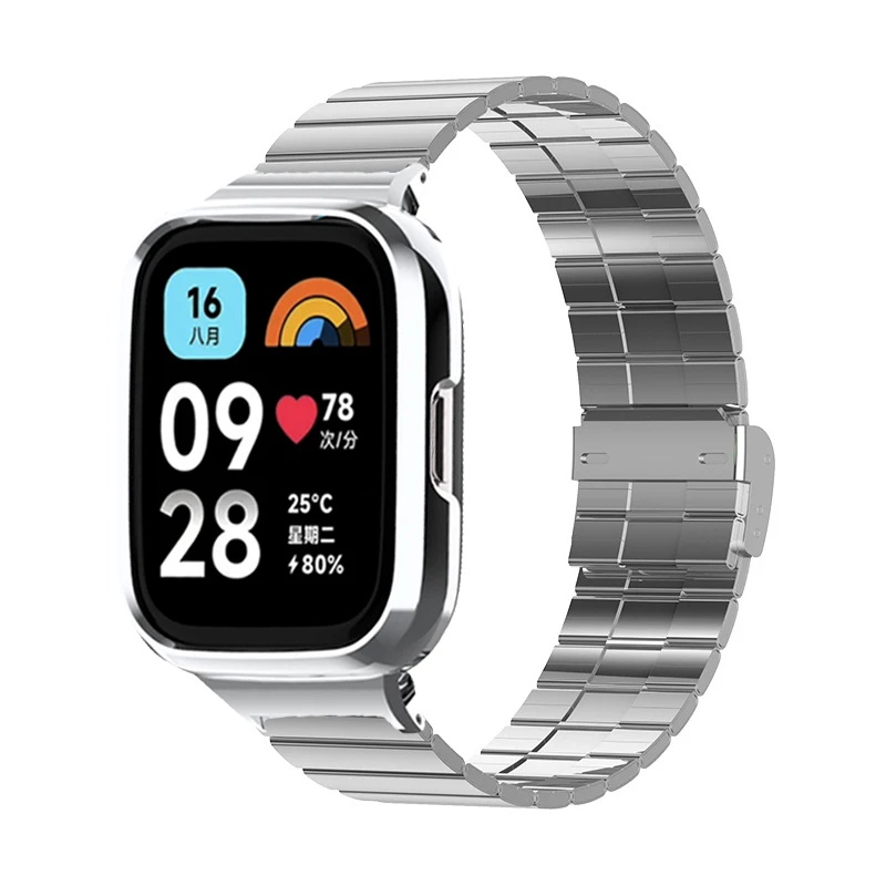 Correa de reloj de acero inoxidable para Redmi Watch 3, funda protectora de Metal activa para redmi watch 3, funda protectora de pulsera activa