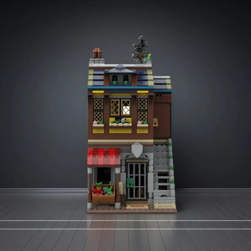 1051pcs MOC Modular Buildings Medieval Merchant's House Model Building Blocks Architecture Toy Christmas Gift Creative Craft