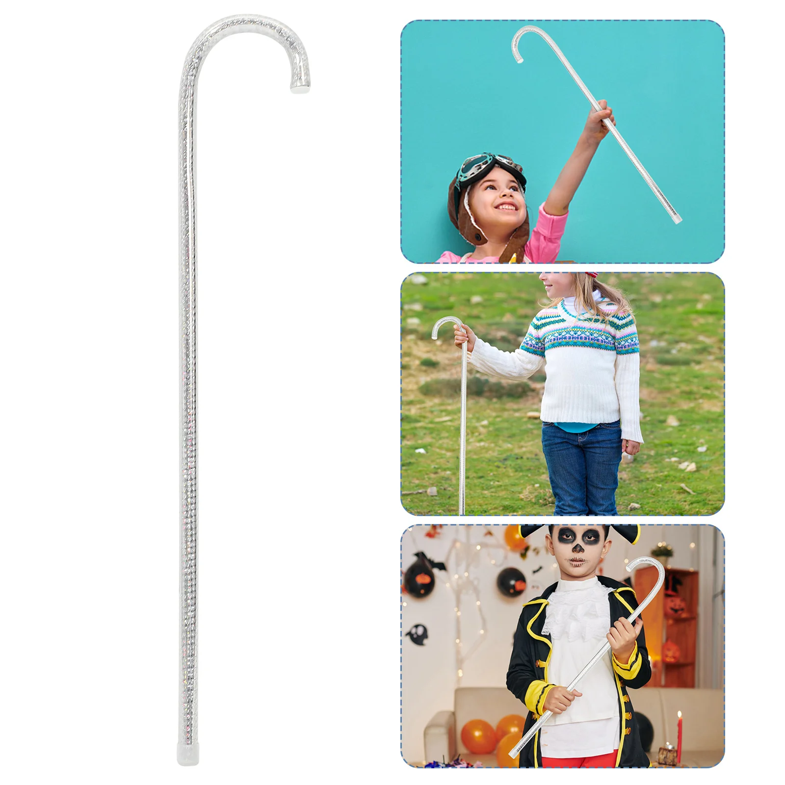 

Jazz Dance Crutches Silver 60cm Cosplay Cane Performance Punk Halloween Props Accessories Walking Stick