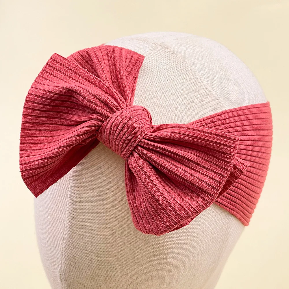 3pcs New Ribbed Knit Bow Headband for Baby Toddler Girls Wide Stretch Seamless Hair Band, Soft Comfort Fit Head Wrap (0-3 Years)