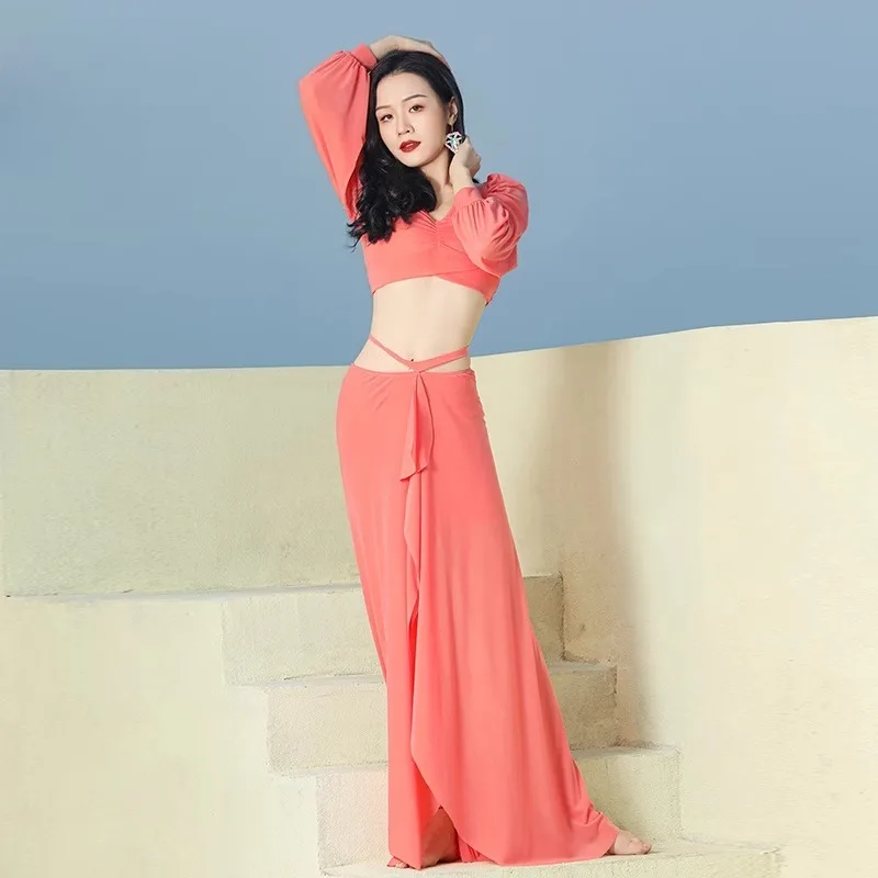 vestito personalizzato per la pratica della danza del ventre nuovo vestito da corte francese maglia sexy costume di gruppo di danza orientale costume da ballerina del ventre