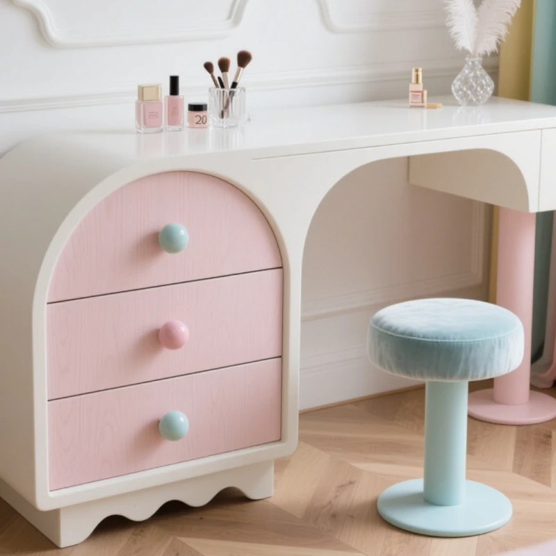 

Dopamine dresser dresser new cream style pink solid wood chest integrated bedroom makeup table storage cabinet