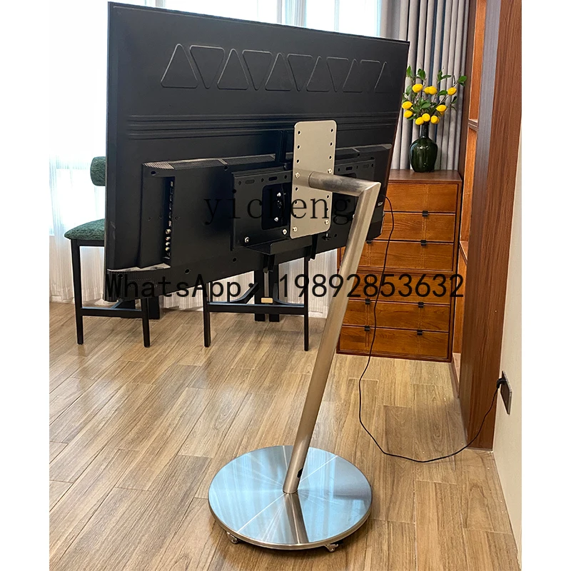 X4 floor mobile TV bracket modern stainless steel special-shaped vertical metal rack with wheels, suitable for 40-70 inches
