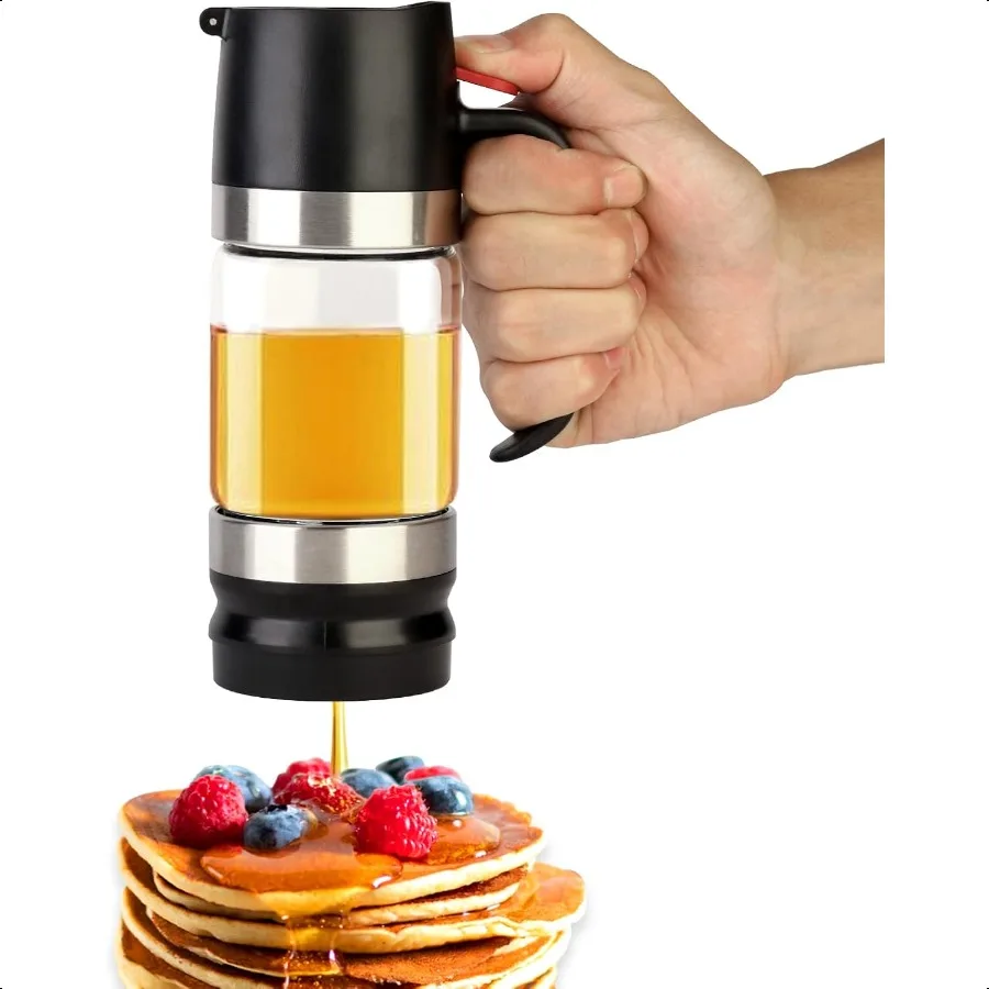 

Glass Honey Dispenser No Drip Maple Syrup Dispenser for Coffee Tea Pancake Black 9 OZ 1 Pack