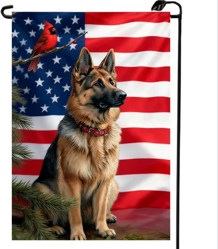 4Th of July Garden Flag 12X18 Double Sided, Small Burlap Holiday German Shepherd 7445021118120 AAV hhz