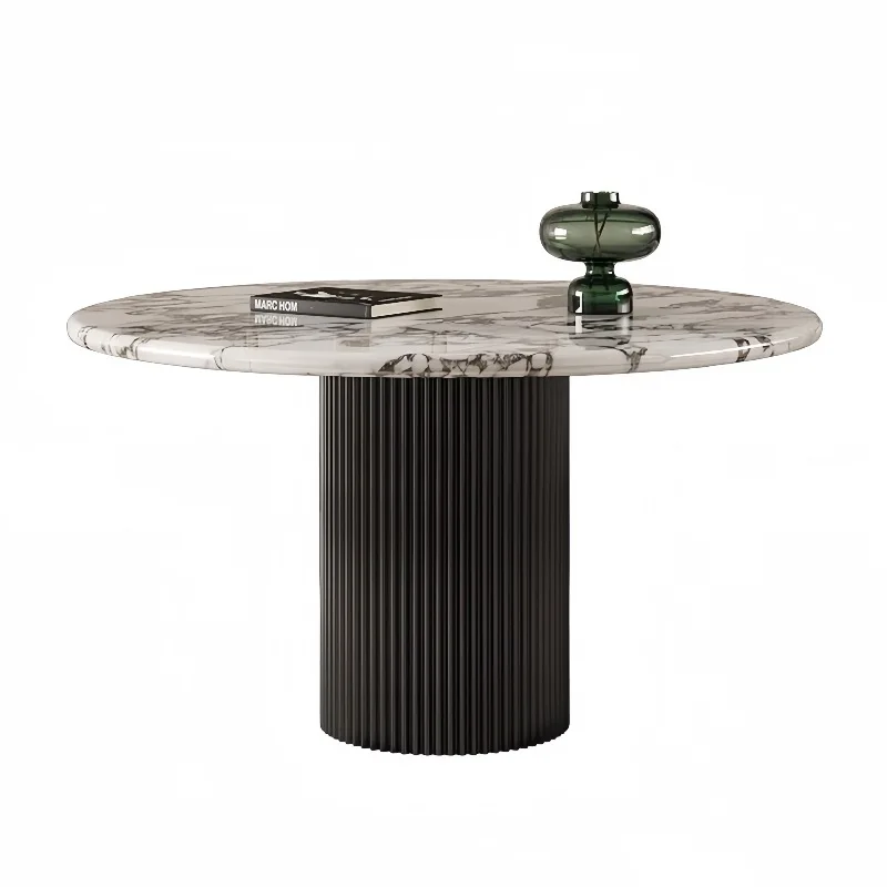 French Bulgari marble round dining table Small apartment household antique modern light luxury stone simple round