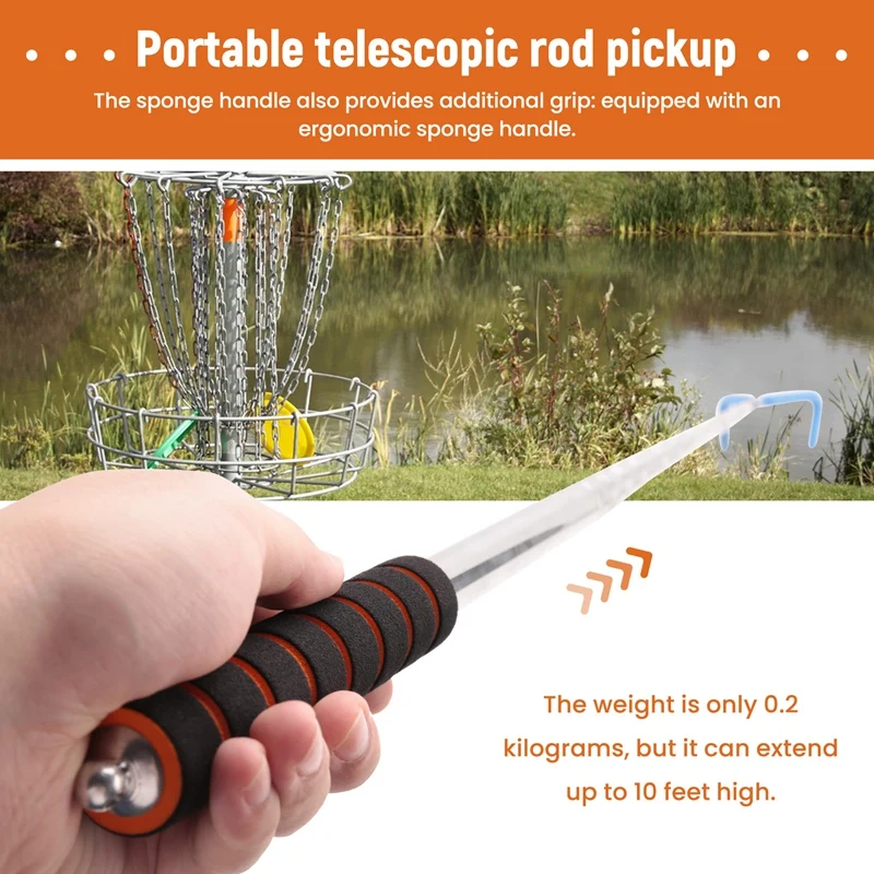 Disc Golf Retriever Disc Golf Grabber 10 Feet Portable Telescoping Pole With Durable Hook For Outdoor Flying Disc