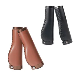 Bicycle Handlebar Grip Anti-Slip Bike Handle Cuffs Cover Ergonomic Soft Top-grain Leather MTB Bike Grip Accessories 1 Pair
