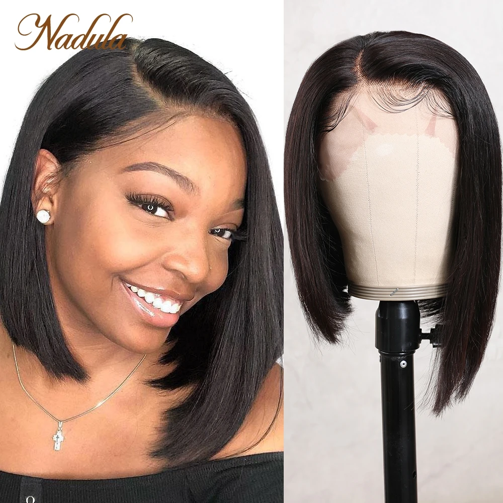 Nadula Hair Side Part Bob Lace Front Wig For Women 13x4 Short Bob Human Hair Lace Front Wig Pre Plucked With Baby Hair Bob Wigs