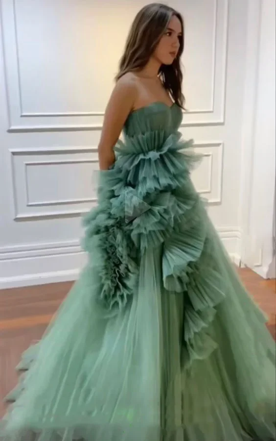 Elegant A-Line Chiffon Pleated Long Birthday Party Evening Gown Sexy Sweetheart Backless Women's Graduation Ball Gown Customized