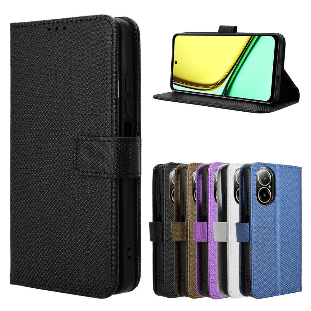 Funda protectora de cuero para OPPO Realme 12 Lite, funda con soporte abatible para OPPO Realme 12Lite, billetera con soporte para tarjetas, funda para teléfono