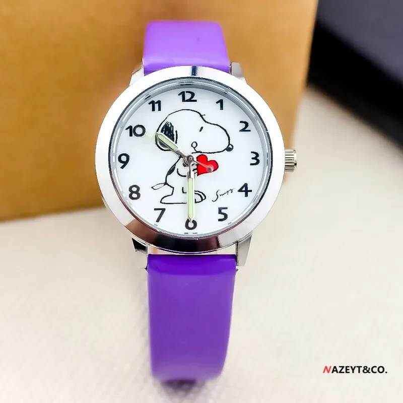 Snoopy Luminous Quartz Watch Kids Cartoon Anime Watch Students Boy Girls Cute Quartz Clock Women Small Dial Watch Birthday Gift