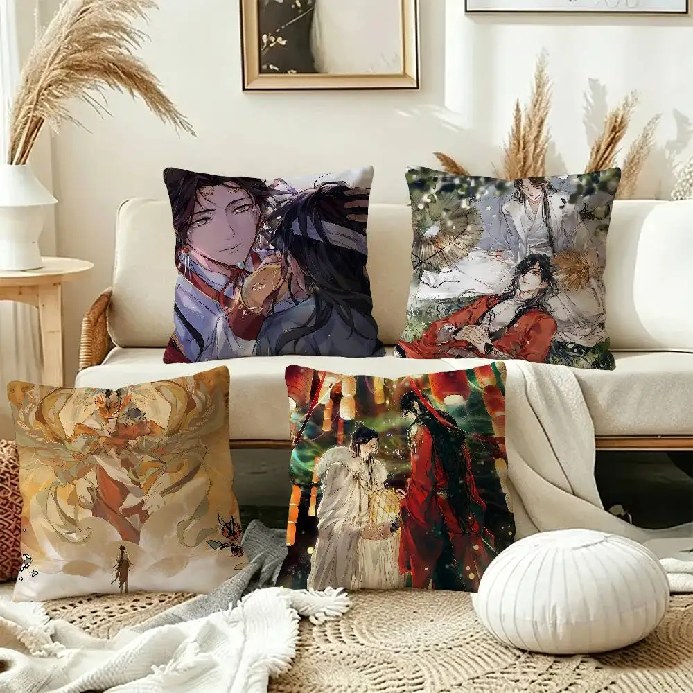 Anime Heaven Officials Blessing Cushion Cover Car Throw Pillow Case For Sofa Car Christmas Gift 40x40cm 45x45cm