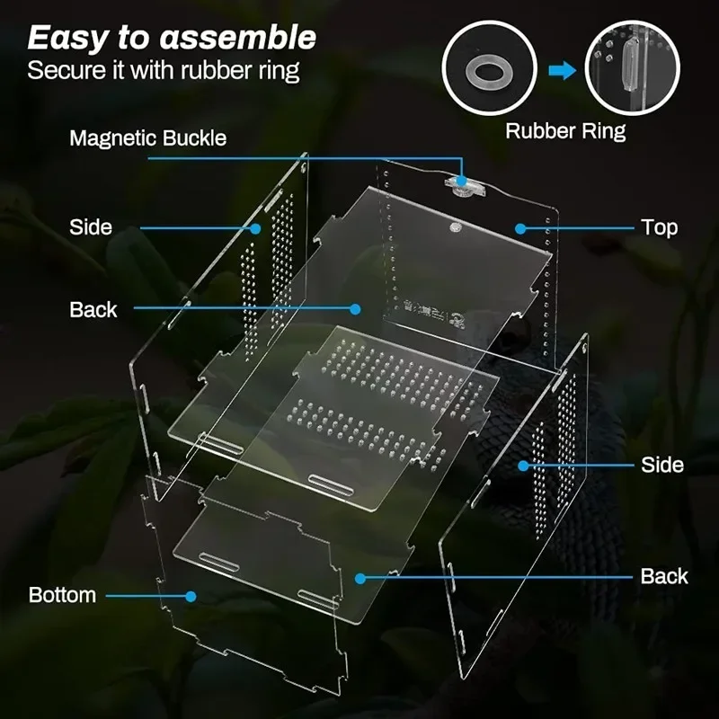 Reptile Terrarium Habitat Breeding Box Acrylic Transparent Reptiles Cage Nano Arboreal Tarantula Enclosure bearded dragon