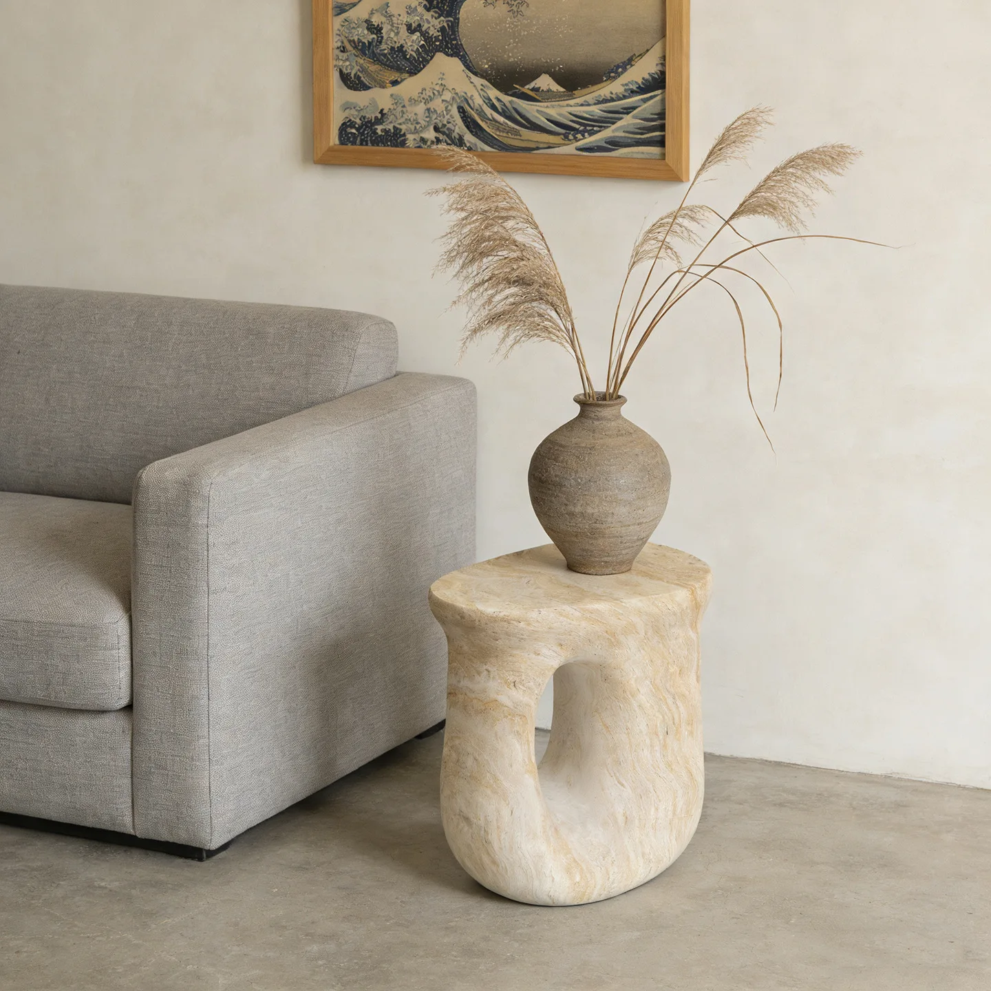 Nordic imitation travertine creative side table household living room art irregular coffee table bedroom design bedside