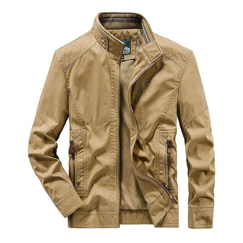 

Fall Men's Midlife Zipper Long Sleeve Casual Workwear Jacket Cotton Waist-Cinching Collar CleanFit 3D Effect Shirt