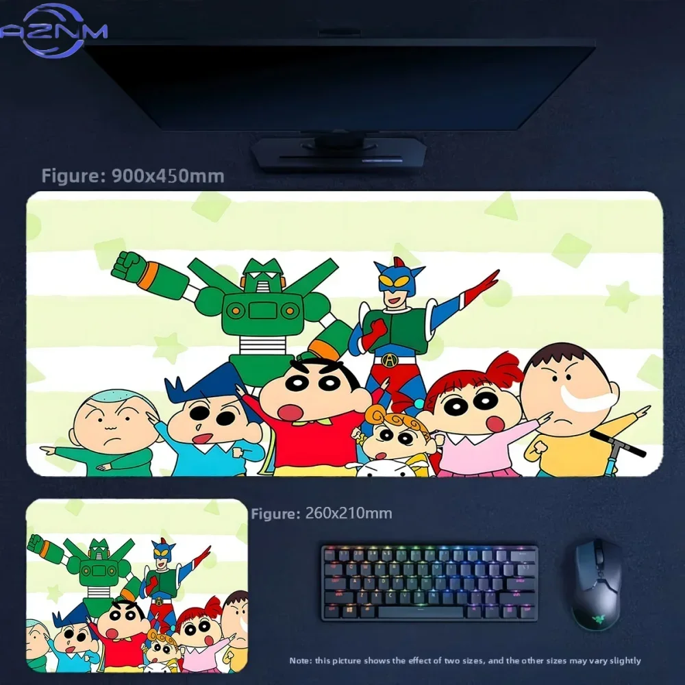 Anime Crayon Shin-chan Funny Group Portrait Large Mousepad Rubber Non-Slip Extended Gaming Desk Mat Keyboard Pad for PC Gaming O