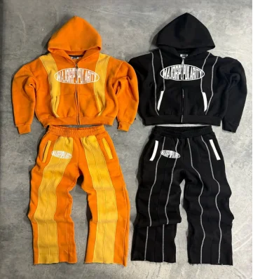 Casual trend splicing new design hoodie sports two-piece set y2k hip-hop sports loose fit and bodybuilding straight leg pants