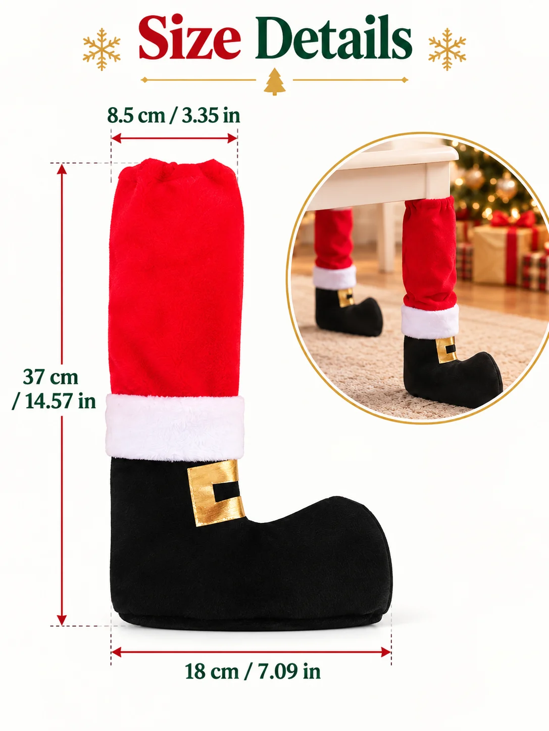4PCS Christmas Santa Boot Table Chair Leg Covers Red Plush Furniture Feet Socks Xmas Party Decor