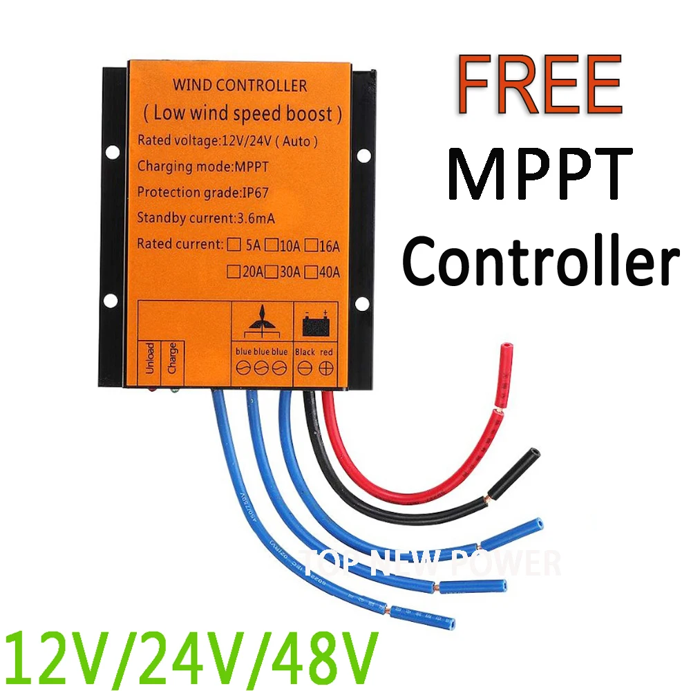 Imagem -03 - Gerador Pequeno com Controlador de Carga Mppt 2kw 12v 24v 48v Ímã Permanente Trifásico Alternador de Baixa Rpm com Base 2000w