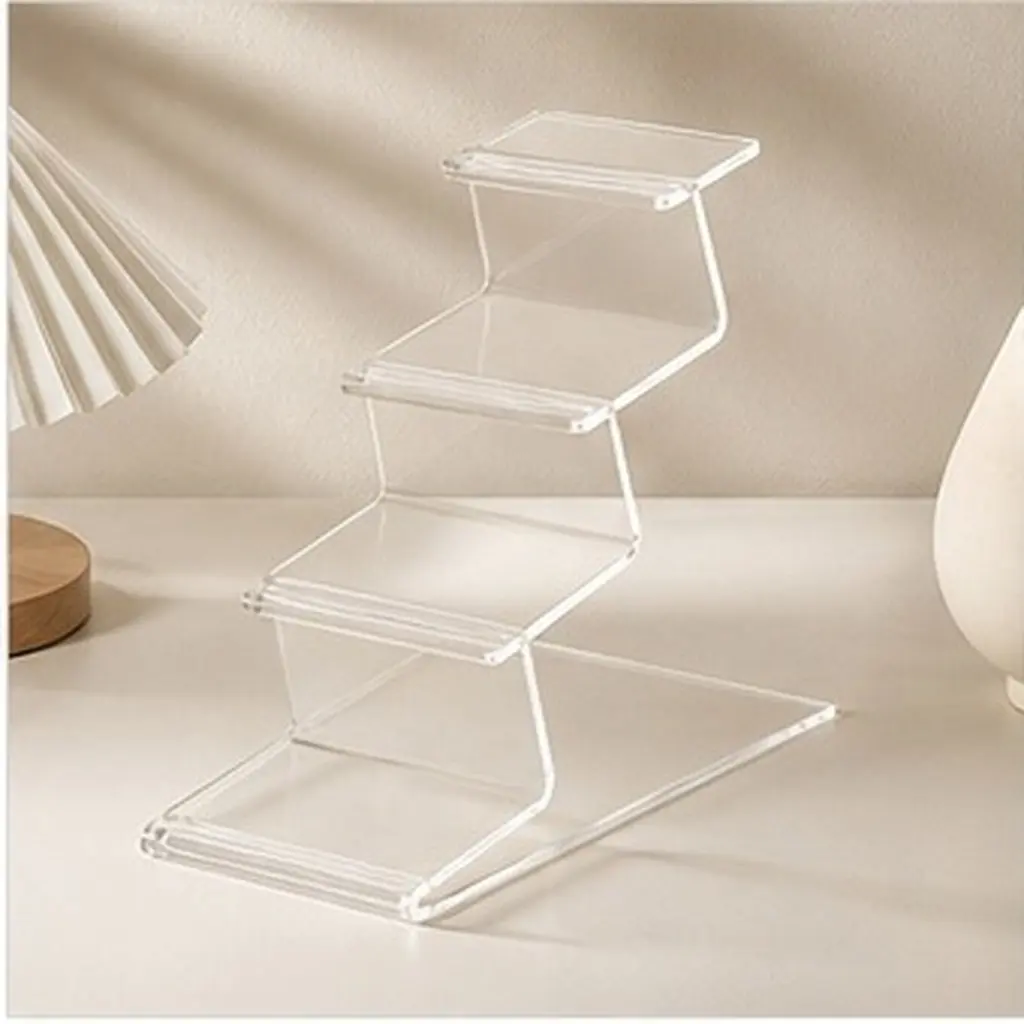 Transparent Ladder Shape Wallet Display Rack Acrylic Purse Stand Rack Multipurpose Organizer Jewelry Storage for Countertop