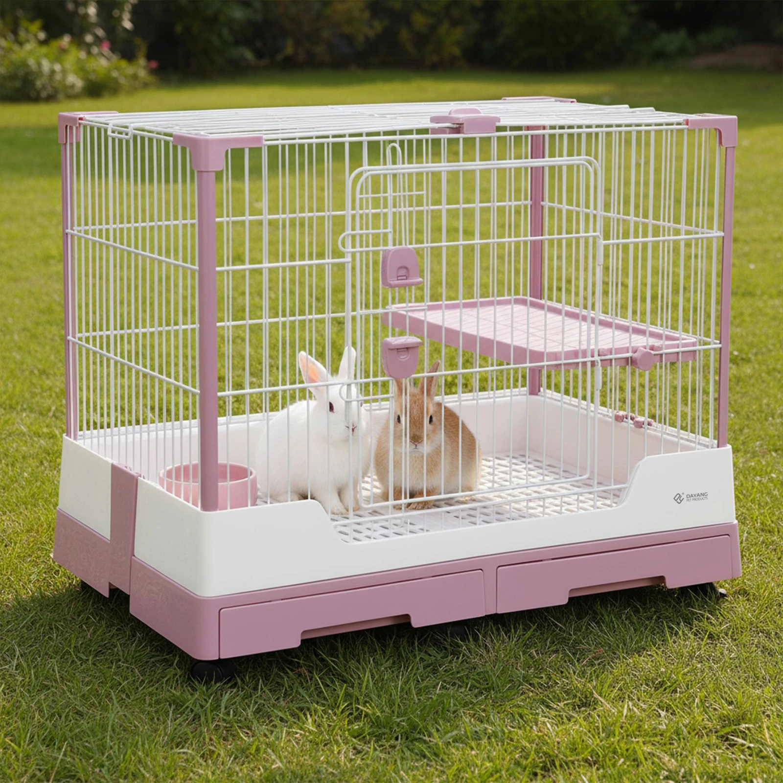 Spacious Bunny Cage with Pull Out Tray and Leak Proof Design
