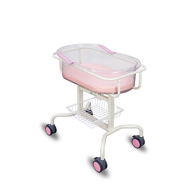 Snsek-SBC305 Medical Mobile Hospital Baby Crib  Plastic Movable baby Bassinet With Mosquito Net Pediatric Bed