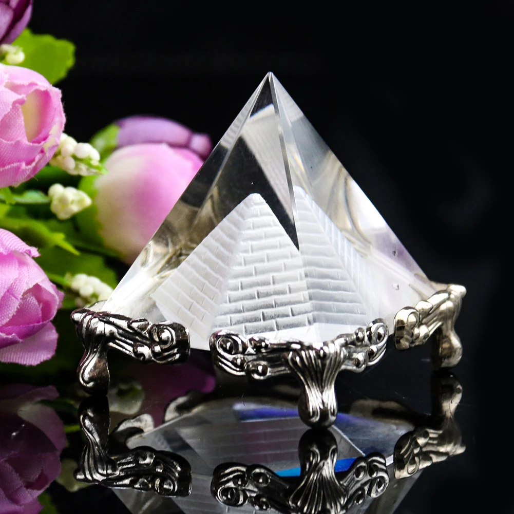 Clear Crystal Egypt Pyramid Lucky Fengshui Chakra Reiki Energy Healing Figurines Miniature Craft Home Decoration Accessories